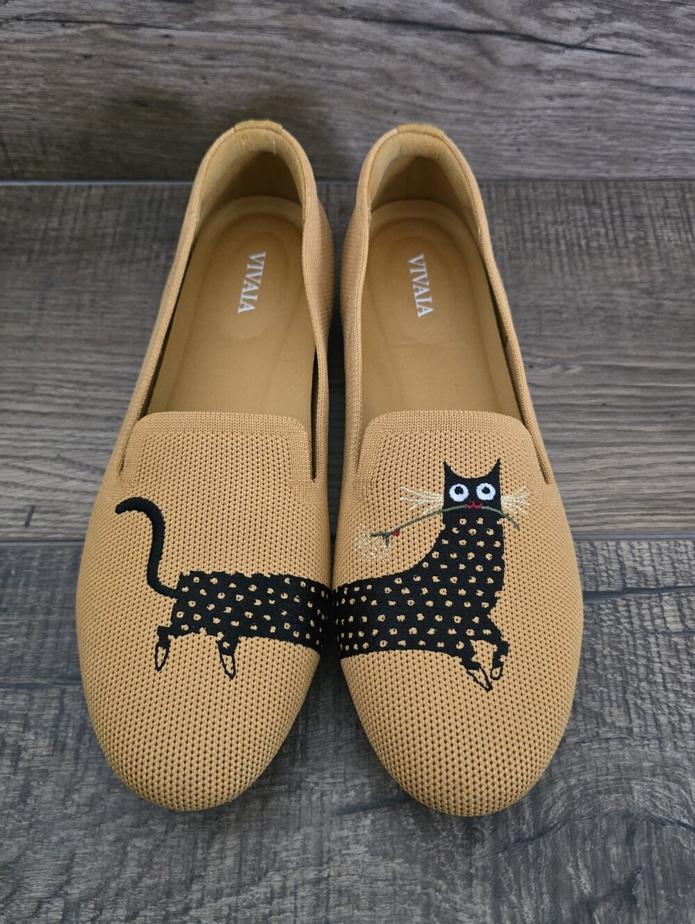 Vivaia Audrey Flats Loafer Kitty CAT Shoes Embroider Women US 7 - 7.5 EUR 38